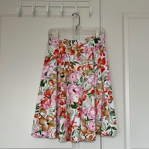 Colorful Floral Knee Length Skirt